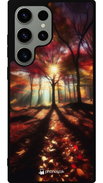 Coque Samsung Galaxy S23 Ultra - Silicone rigide noir Automne doré glare