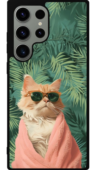 Coque Samsung Galaxy S23 Ultra - Silicone rigide noir Cat Summer Palms