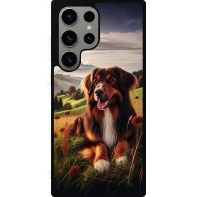 Coque Samsung Galaxy S23 Ultra - Silicone rigide noir Chien Campagne Suisse