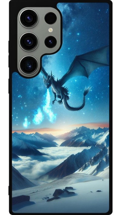 Coque Samsung Galaxy S23 Ultra - Silicone rigide noir Dragon nocturne montagne