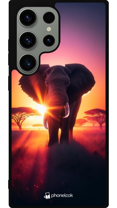 Coque Samsung Galaxy S23 Ultra - Silicone rigide noir Elephant Sunrise Beauty