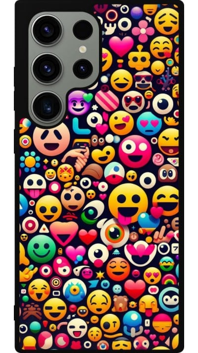 Coque Samsung Galaxy S23 Ultra - Silicone rigide noir Emoji Mix Color