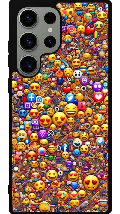 Coque Samsung Galaxy S23 Ultra - Silicone rigide noir Emoji mixed