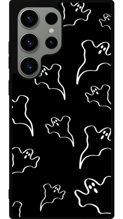 Coque Samsung Galaxy S23 Ultra - Silicone rigide noir Halloween 2024 black and white ghosts