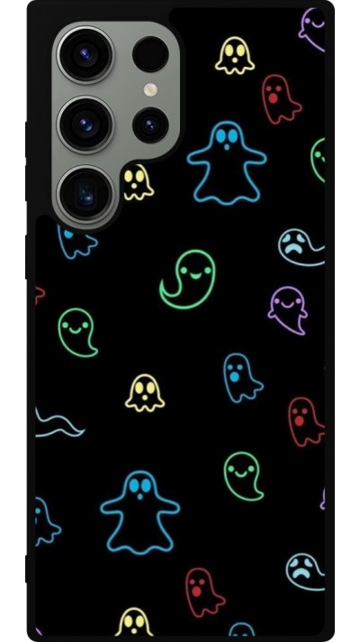 Coque Samsung Galaxy S23 Ultra - Silicone rigide noir Halloween 2024 colorful ghosts