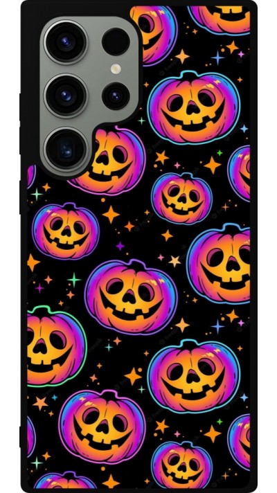 Coque Samsung Galaxy S23 Ultra - Silicone rigide noir Halloween 2024 rainbow pumpkins