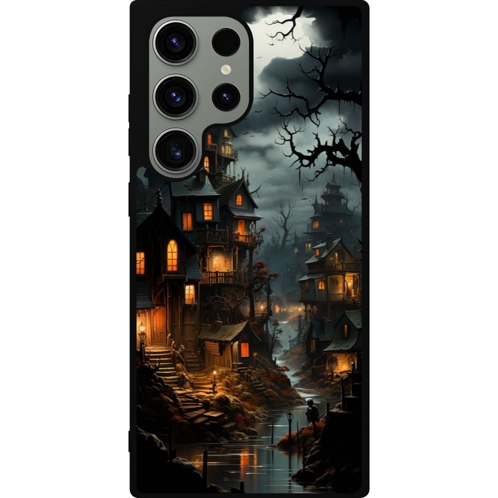 Coque Samsung Galaxy S23 Ultra - Silicone rigide noir Halloween 2024 scary town