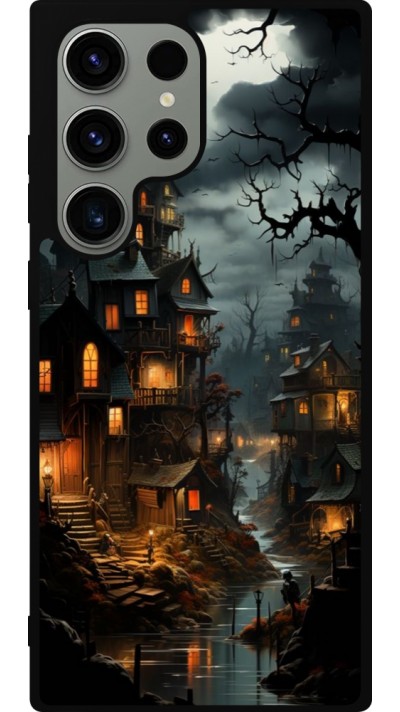 Coque Samsung Galaxy S23 Ultra - Silicone rigide noir Halloween 2024 scary town