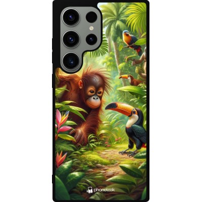 Coque Samsung Galaxy S23 Ultra - Silicone rigide noir Jungle Tropicale Tayrona