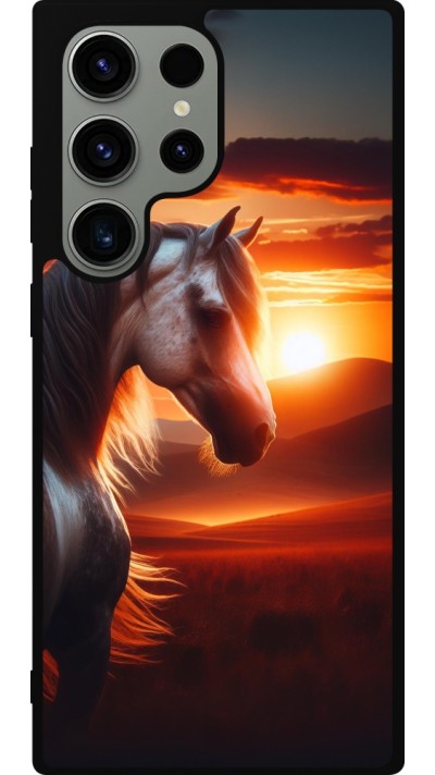 Coque Samsung Galaxy S23 Ultra - Silicone rigide noir Majestic Sunset Horse