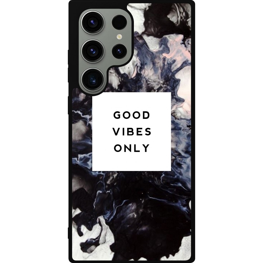 Samsung Galaxy S23 Ultra Case Hülle - Silikon schwarz Marble Good Vibes Only