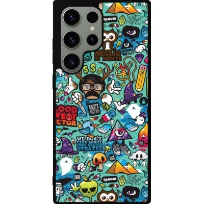 Coque Samsung Galaxy S23 Ultra - Silicone rigide noir Mixed Cartoons Turquoise