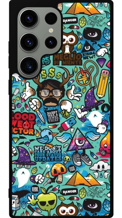 Coque Samsung Galaxy S23 Ultra - Silicone rigide noir Mixed Cartoons Turquoise