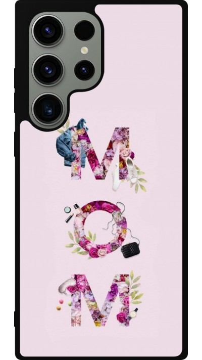 Coque Samsung Galaxy S23 Ultra - Silicone rigide noir Mom 2024 girly mom