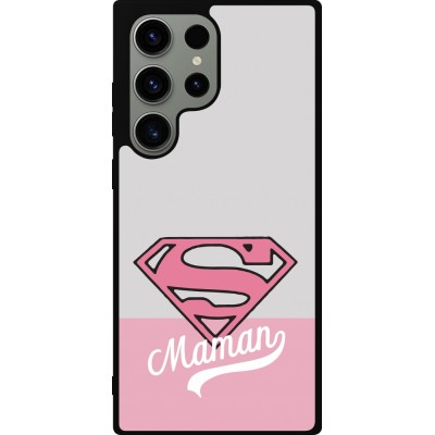 Coque Samsung Galaxy S23 Ultra - Silicone rigide noir Mom 2024 Super hero maman