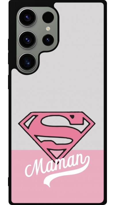 Coque Samsung Galaxy S23 Ultra - Silicone rigide noir Mom 2024 Super hero maman