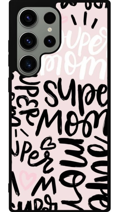 Coque Samsung Galaxy S23 Ultra - Silicone rigide noir Mom 2024 Super mom