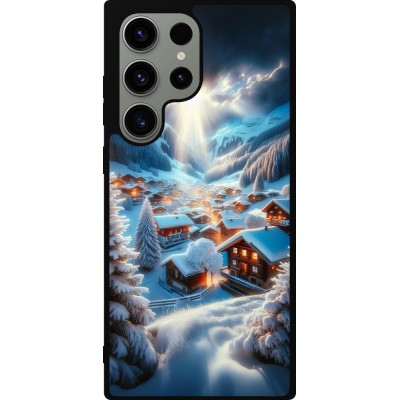 Coque Samsung Galaxy S23 Ultra - Silicone rigide noir Mont Neige Lumière