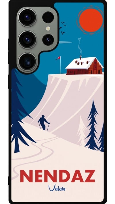 Coque Samsung Galaxy S23 Ultra - Silicone rigide noir Nendaz Cabane Ski