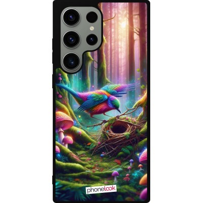 Coque Samsung Galaxy S23 Ultra - Silicone rigide noir Oiseau Nid Forêt