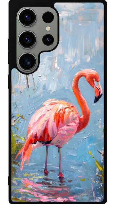 Coque Samsung Galaxy S23 Ultra - Silicone rigide noir Paint Flamingo