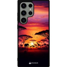 Coque Samsung Galaxy S23 Ultra - Silicone rigide noir Safari sunset wildlife