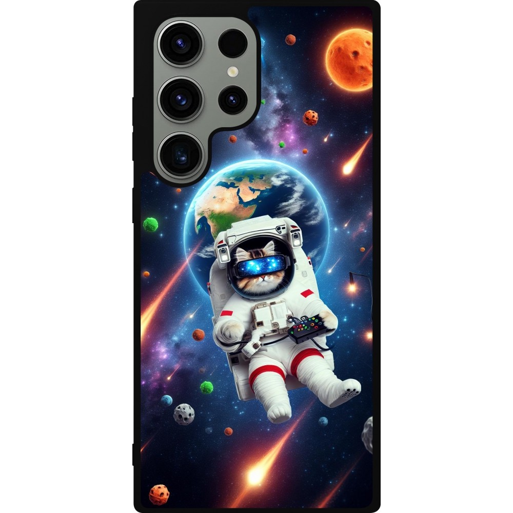 Coque Samsung Galaxy S23 Ultra - Silicone rigide noir VR SpaceCat Odyssey