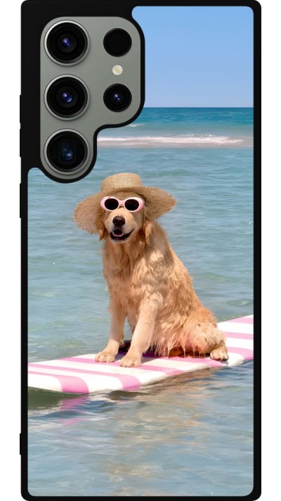 Coque Samsung Galaxy S23 Ultra - Silicone rigide noir Summer Dog on Paddle