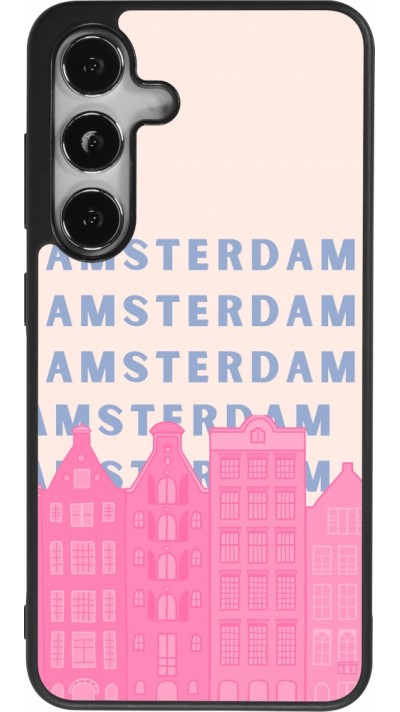 Coque Samsung Galaxy S24 - Silicone rigide noir Amsterdam Pink Print