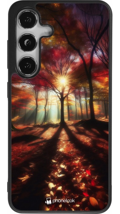 Coque Samsung Galaxy S24 - Silicone rigide noir Automne doré glare