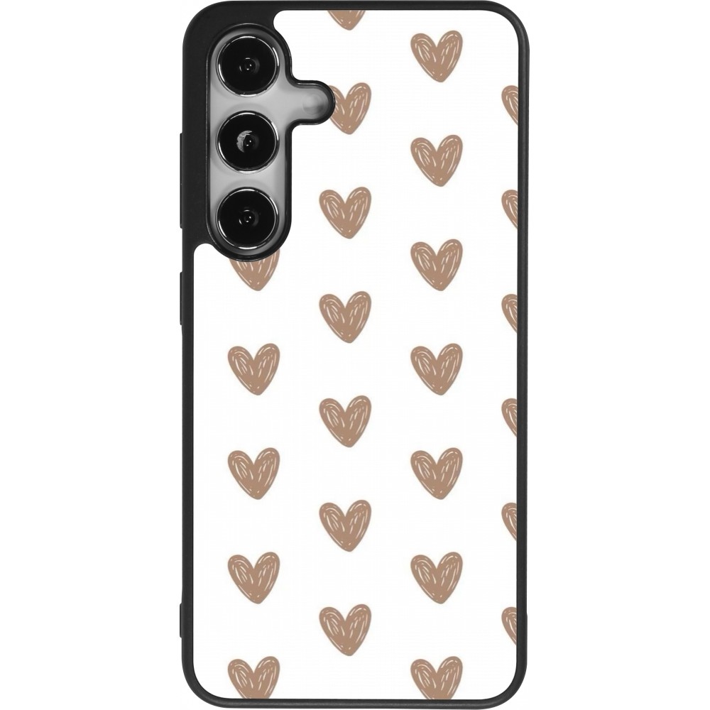 Coque Samsung Galaxy S24 - Silicone rigide noir Autumn 2024 brown hearts