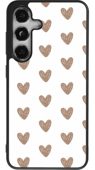 Coque Samsung Galaxy S24 - Silicone rigide noir Autumn 2024 brown hearts