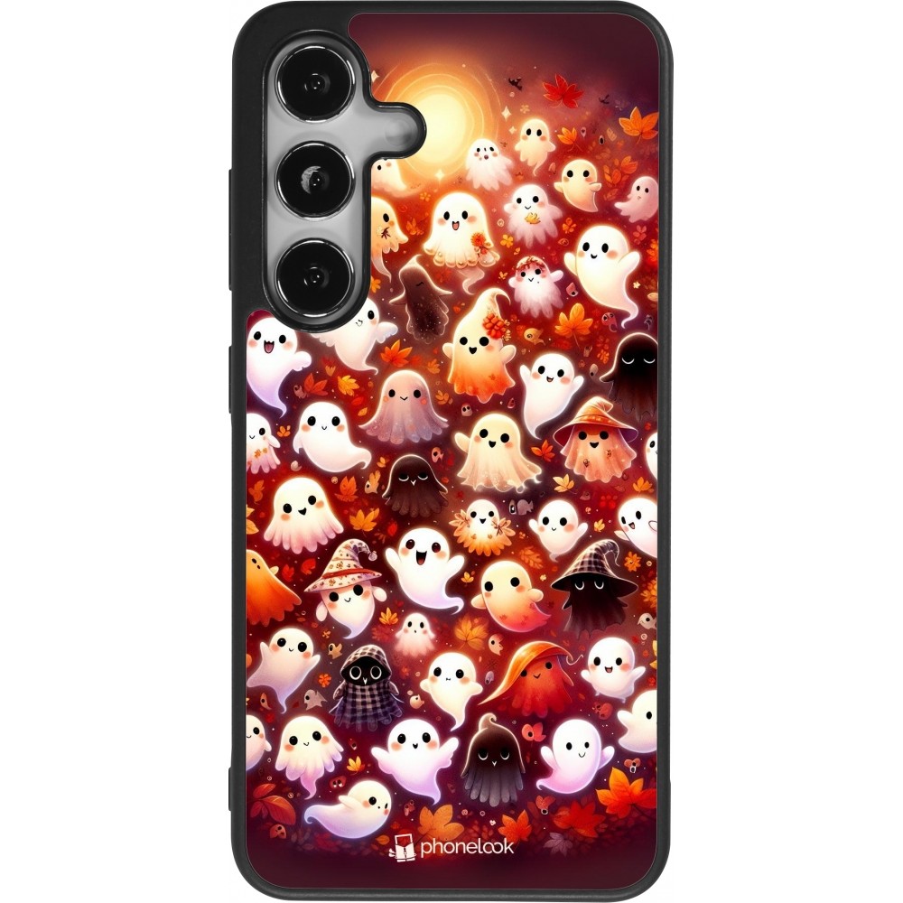 Coque Samsung Galaxy S24 - Silicone rigide noir Fantômes automne mignons