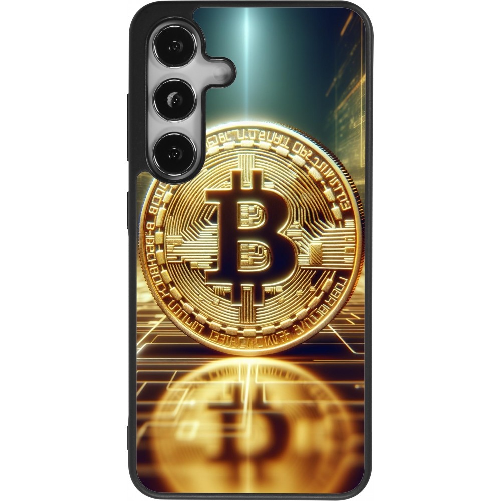 Coque Samsung Galaxy S24 - Silicone rigide noir Bitcoin Standing