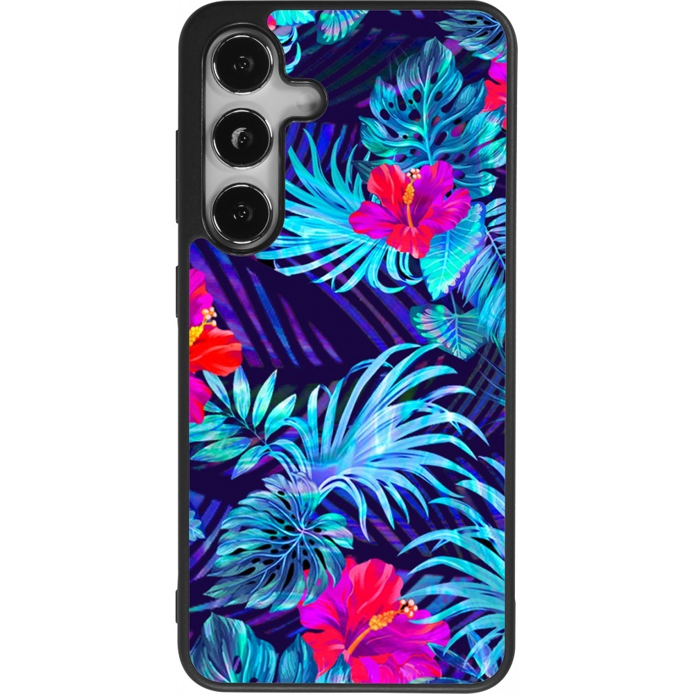 Coque Samsung Galaxy S24 - Silicone rigide noir Blue Forest