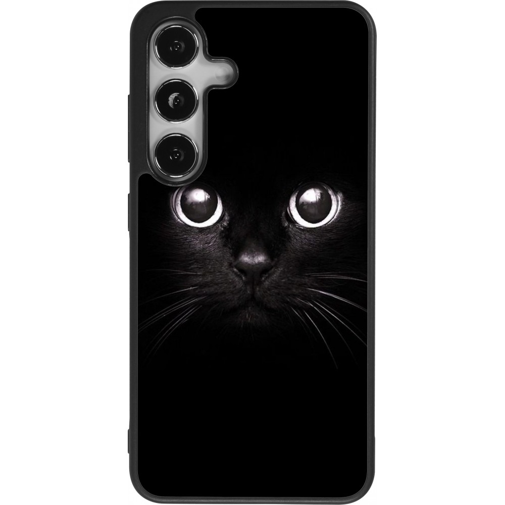 Coque Samsung Galaxy S24 - Silicone rigide noir Cat eyes