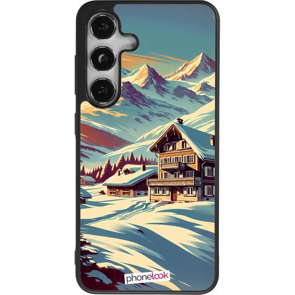 Samsung Galaxy S24 Case Hülle - Silikon schwarz Chalet Berg verschneit