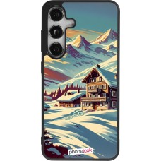 Samsung Galaxy S24 Case Hülle - Silikon schwarz Chalet Berg verschneit