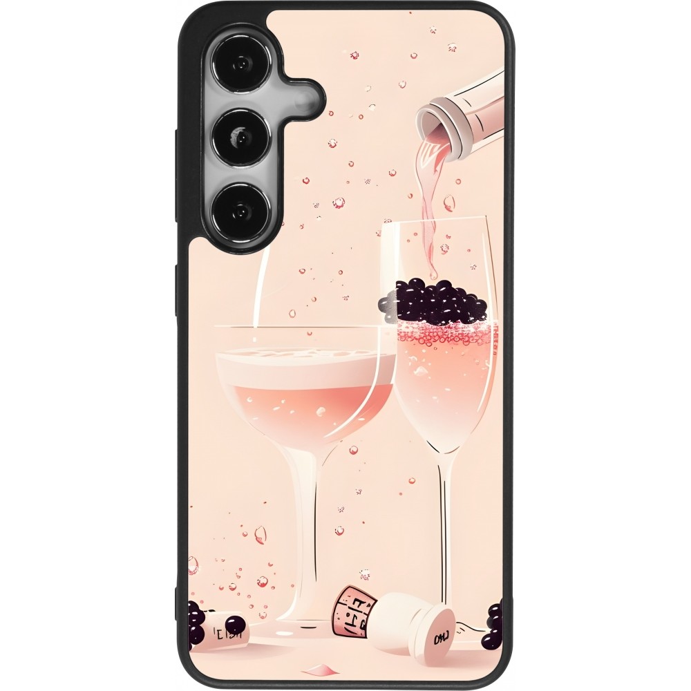 Coque Samsung Galaxy S24 - Silicone rigide noir Champagne Pouring Pink