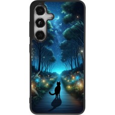 Samsung Galaxy S24 Case Hülle - Silikon schwarz Schwarze Katze Spaziergang