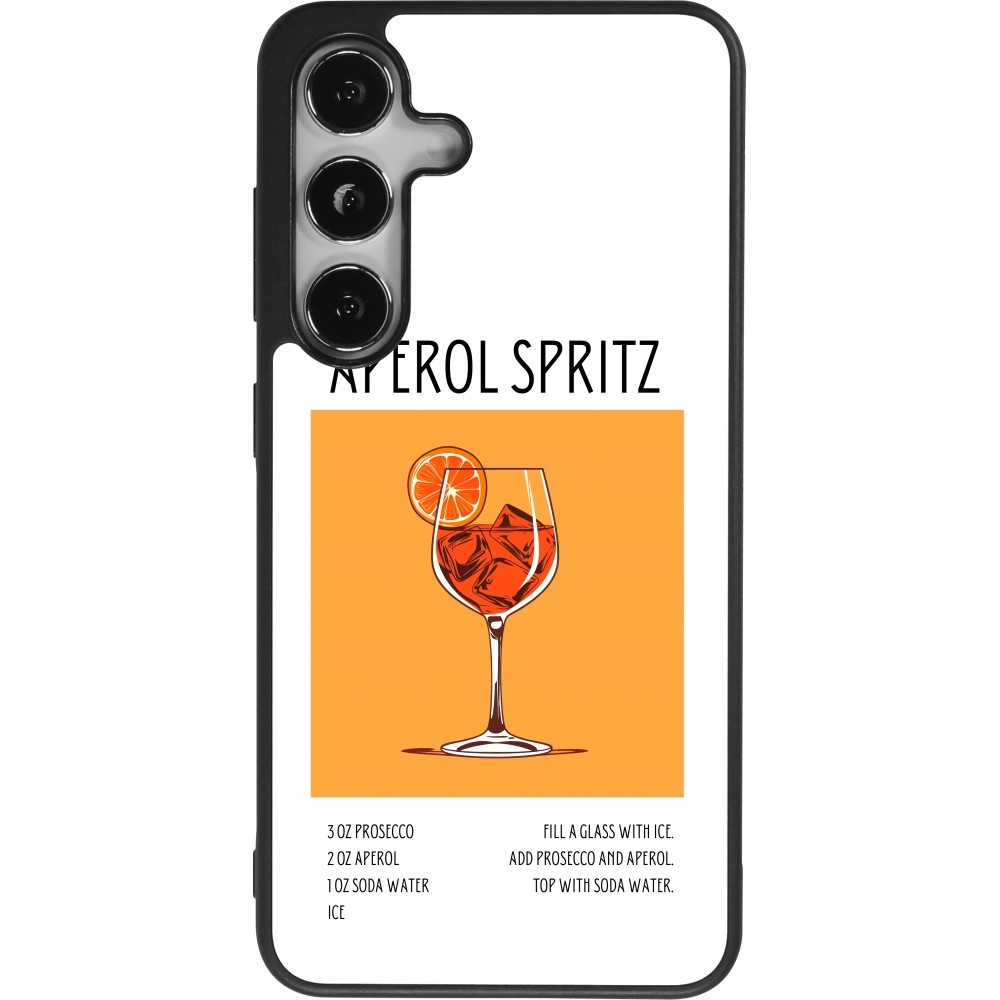 Coque Samsung Galaxy S24 - Silicone rigide noir Cocktail recette Aperol Spritz