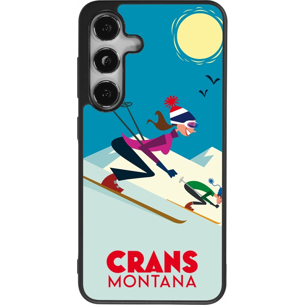 Coque Samsung Galaxy S24 - Silicone rigide noir Crans-Montana Ski Downhill