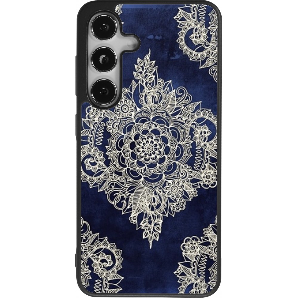 Coque Samsung Galaxy S24 - Silicone rigide noir Cream Flower Moroccan