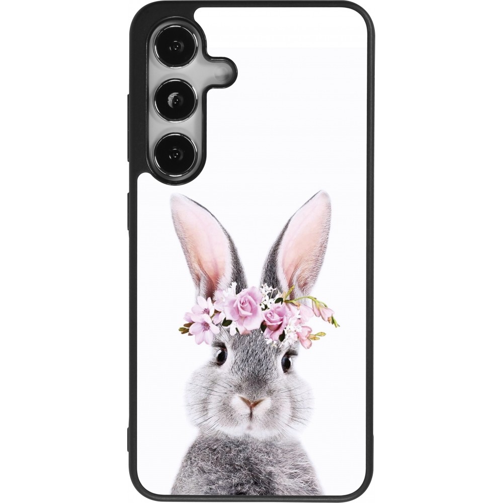 Coque Samsung Galaxy S24 - Silicone rigide noir Easter 2023 flower bunny