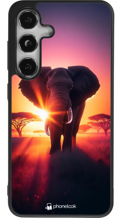 Coque Samsung Galaxy S24 - Silicone rigide noir Elephant Sunrise Beauty