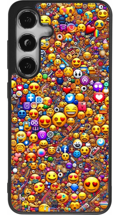 Coque Samsung Galaxy S24 - Silicone rigide noir Emoji mixed