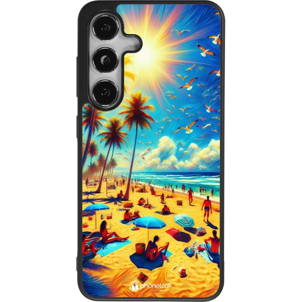 Coque Samsung Galaxy S24 - Silicone rigide noir Été Paradis Paint