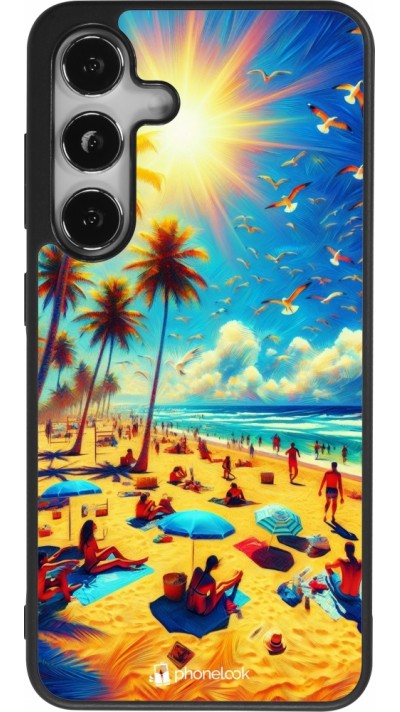 Coque Samsung Galaxy S24 - Silicone rigide noir Été Paradis Paint