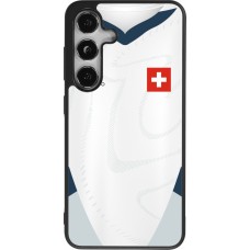 Coque Samsung Galaxy S24 - Silicone rigide noir Maillot de football Suisse Extérieur personnalisable