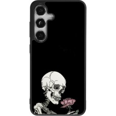 Coque Samsung Galaxy S24 - Silicone rigide noir Halloween 2023 rose and skeleton